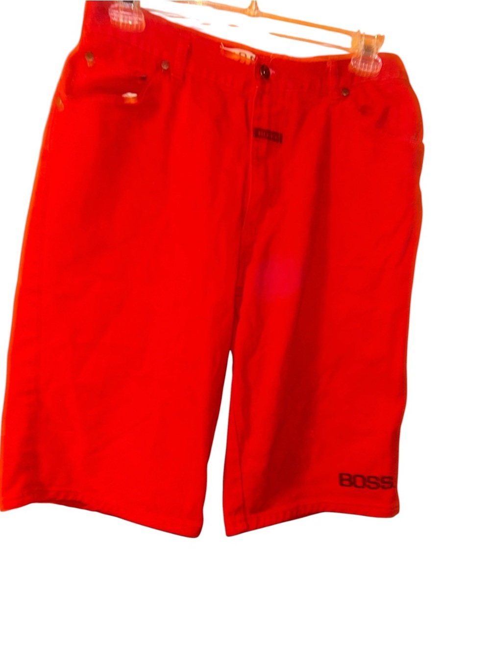 Vintage 90's Boss IG Design red Jean denim Shorts Hip Hop Men's Sz 34